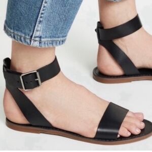 Broadwalk Black Leather Women's Sandals